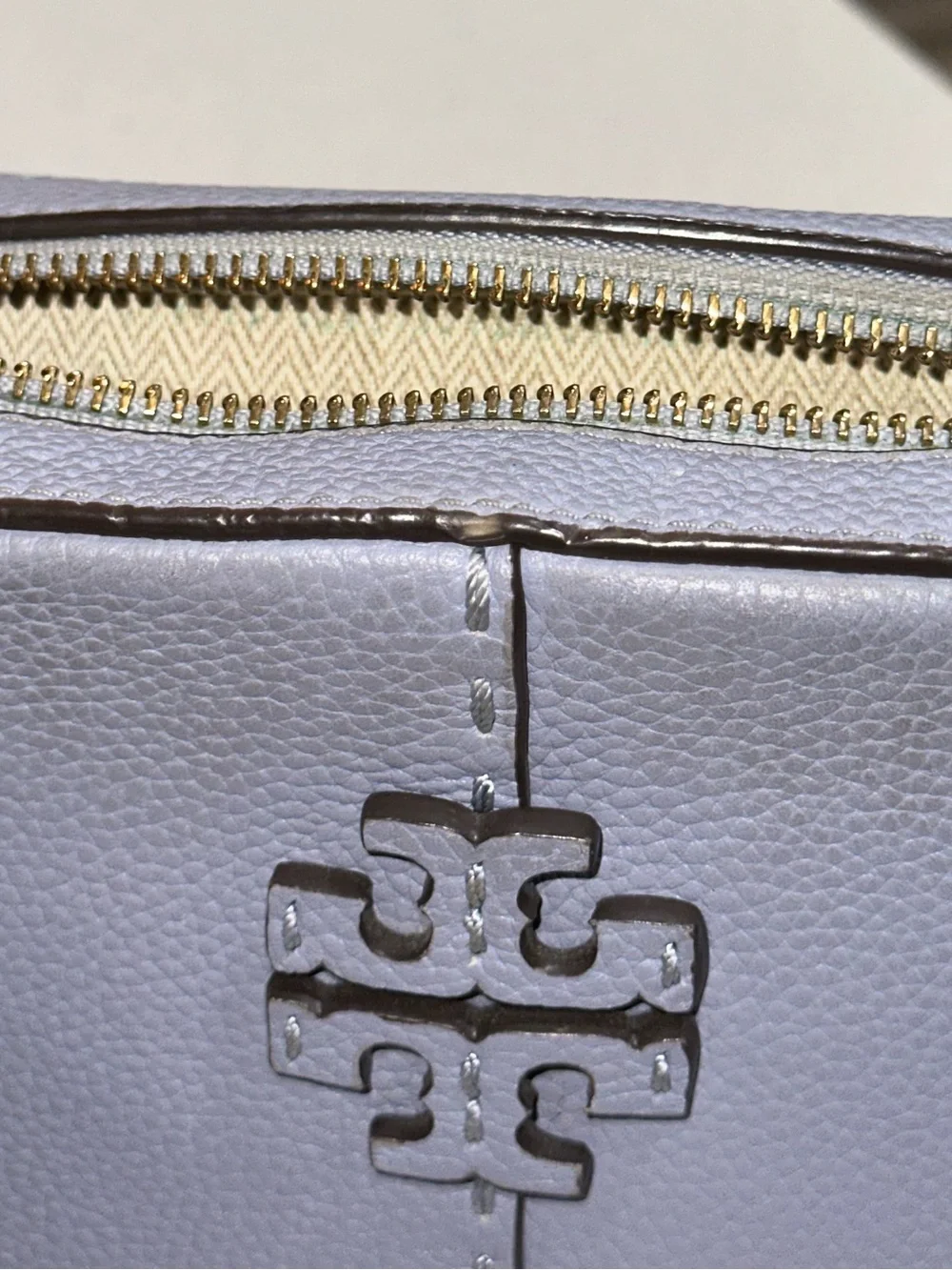 Tory Burch McGraw Camera Bag • Gold Chain Tassel Cloud Blue Periwinkle Crossbody